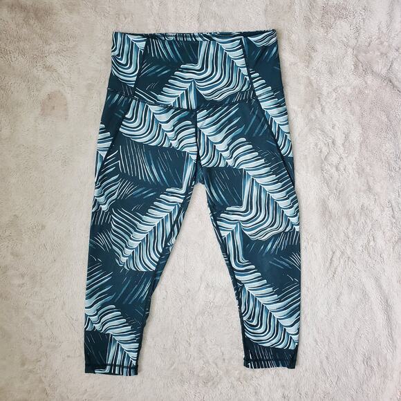Zella Green Leaf Leggings Medium - Picture 1 of 9